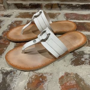 Frye White and Tan Sandals